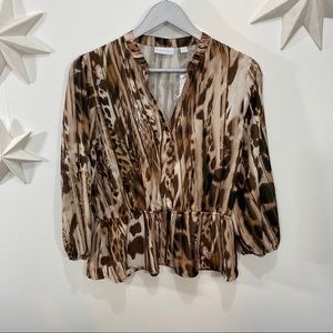Animal leopard print peplum blouse top